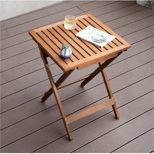 Mesa exterior plegable de madera para balcones pequeños y patios 7