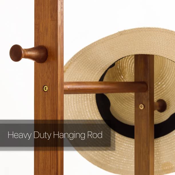 Image of Ash & Roh Coat Rack Freestanding, Modern Standing Coat Stand Hanging for Jacket, Hat, Cloth, Purse, Hand-Bag - Hall Tree Entry Way, Farmhouse (Walnut, 92-3)