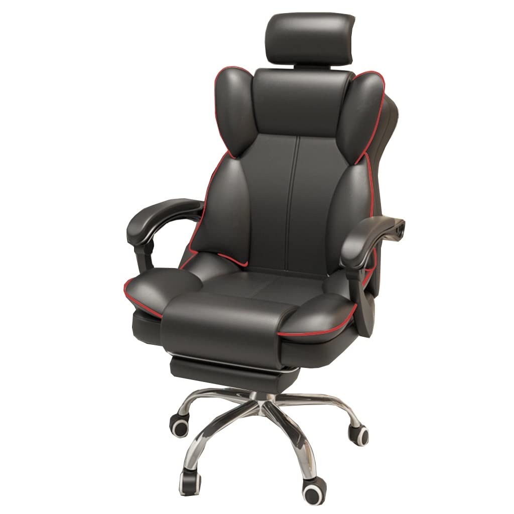 METTEOR Reclining Office Chair with Footrest Big and Tall Executive Chair 130° High Back Leather ment Chair with Lumbar Support - Black (/Black a)