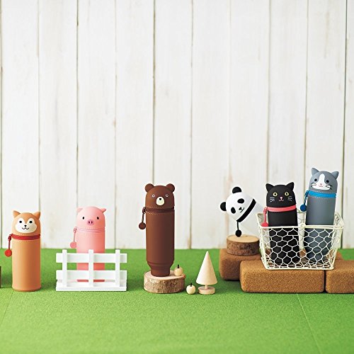 Lihit Lab Kawaii Japanese Pig Large Stand Up Pencil Case For School Office College, Cute School Supplies, Animal Pen Holder Pencil Pouch Holder Girls, Artist Pencil Case, Pig (A7714-5) #TOP7