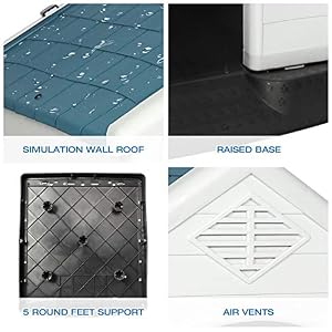 Outdoor Large Dog House Plastic Waterproof Weather Resistant Pet Kennel with Elevated Floor Air Vents for Small Medium Large Dogs (L) Outdoor Large Dog House Plastic Waterproof Weather Resistant Pet Kennel with Elevated Floor Air Vents for Small Medium Large Dogs (L)