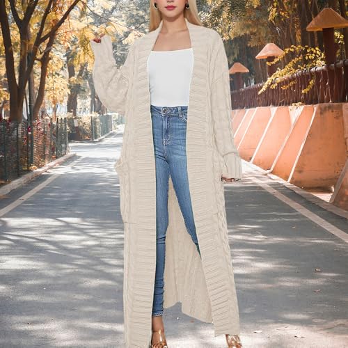 Long Cardigans Sweater Coat Women Cable Knit Maxi Cardigan Open Front Duster Cardigans Jacket Trendy Chunky Knitwear4