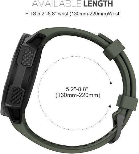 Miniatura 54 de NotoCity Instinct Band, Soft Silicone Replacement Watch Strap for Garmin Instinct 2/Solar Sports GPS Smartwatch With Adapter Tools Verde