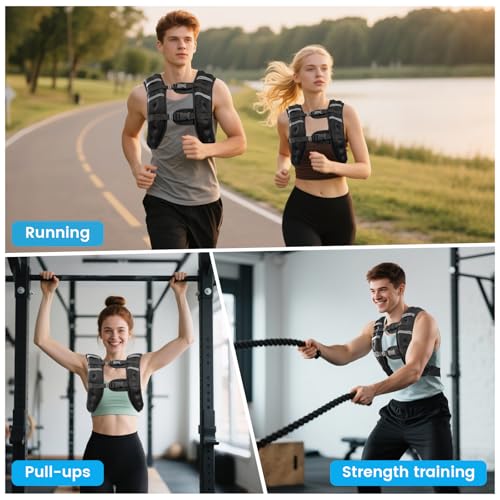 Ragebby Weighted Vest, 12lbs Vest for Men Women with Reflective Stripe, Body Weight Vests Adjustable for Workout, Strength Training, Running, Fitness, Muscle Building, Weight Loss