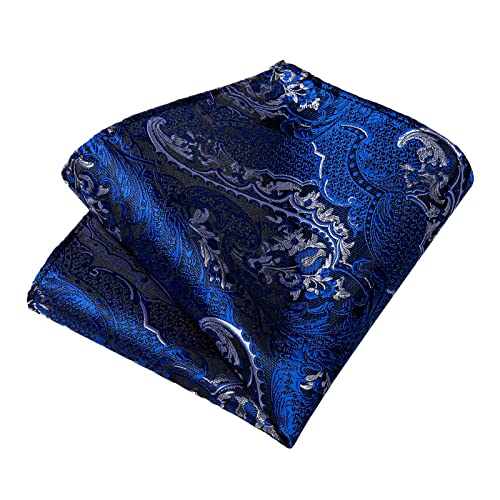 Image of DiBanGu Extra Long Tie for Men 63 inch XL Silk Necktie Set | Pocket Square and Cufflinks, Big and Tall, Jacquard Woven, Gift Box, Paisley /Plaid /Solid /Striped, for Weddinng Party Business