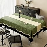 Fansu Mantel Hule Exterior Jardin Impermeable, Manteles Antimanchas Rectangular Mantel Mesa Plastico PVC Estilo Francés para Fiesta Cumpleaños Picnic Cocina Comedor (Verde Oscuro,120x160cm)