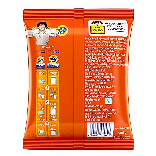 Image of Tide Plus Jasmine and Rose, 500g [Pack of 4] -