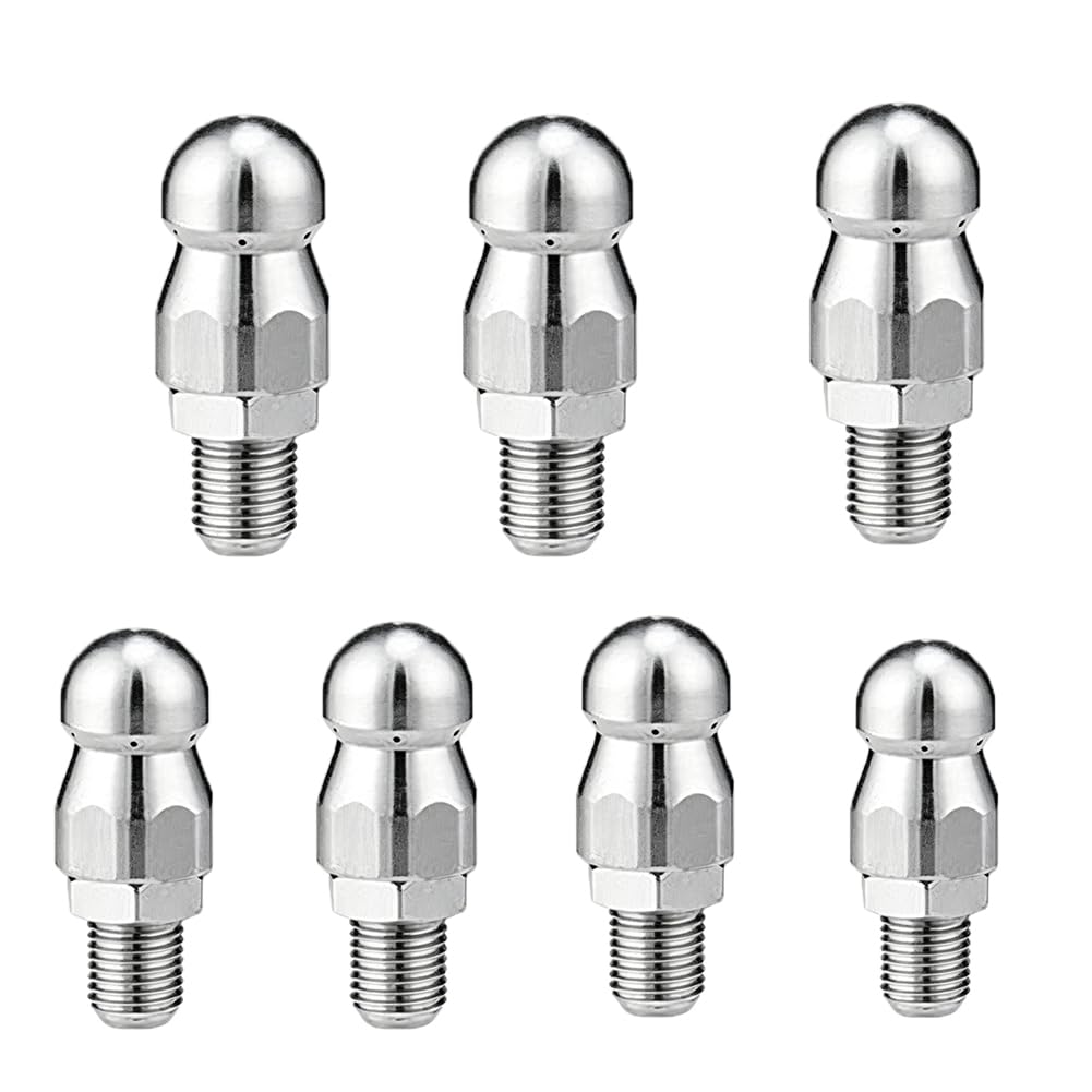 Sqydfdc 14Mm（0.55In）2Pcs 5000 Psi High Pressure Sewer Unclogging Nozzle, 3/8, 1/4 Inch 14Mm, 22Mm Quick Connect Stainless Steel, Six-Hole Front And Rear For Plumbed Toilets (2-Pack/4-Pack) 14Mm（0.55In） 2Pcs Front 1 Back 6