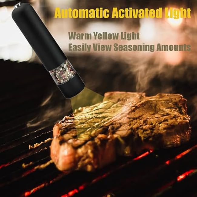 Electric Salt and Pepper Grinder - One-Handed Battery Operated Kitchen Spice Grinder for Home, Best Electric Pepper Mill Grinder, TikTok Electric Salt and Pepper Shaker. (Green)