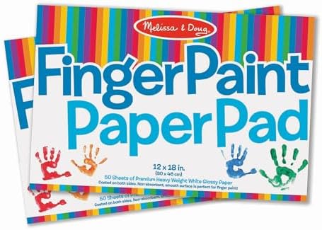 Melissa & Doug Finger Paint Paper Pad (12 x 18 inches) - 50 Sheets, 2-Pack - FSC CertifiedKids Art Supplies, Fingerpaint Paper for Toddlers and Kids