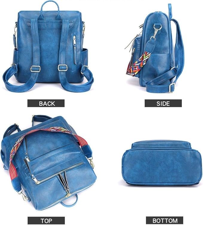 Image of Women's Stylish PU Leather Backpack Handbag | Trendy Shoulder Bag for College, Office, Travel & Daily Use | Convertible Backpack Purse with Multi Pockets