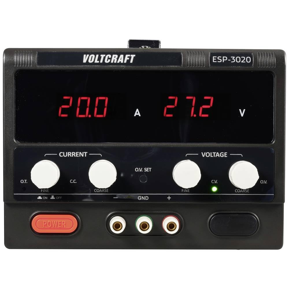 VOLTCRAFT ESP-3020 Labornetzgerät, einstellbar 0-30 0-20 A 600 W Steckanschluss 4 mm schmale Bauform Anzahl Ausgäng