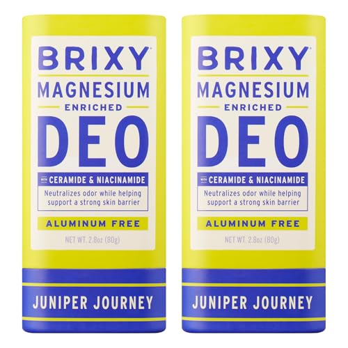 BRIXY Magnesium Deodorant 2-Pack, Vanilla Vacay & Plumeria Crush, Ceramide & Niacinamide, Aluminum Free, Baking Soda Free, Vegan