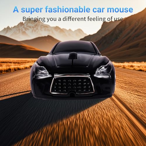 Image of elec Space Wireless Mini Mouse with Case - Cute Sports Car Shape, Lightweight & Portable, 10m Range, Plug and Play (Black)