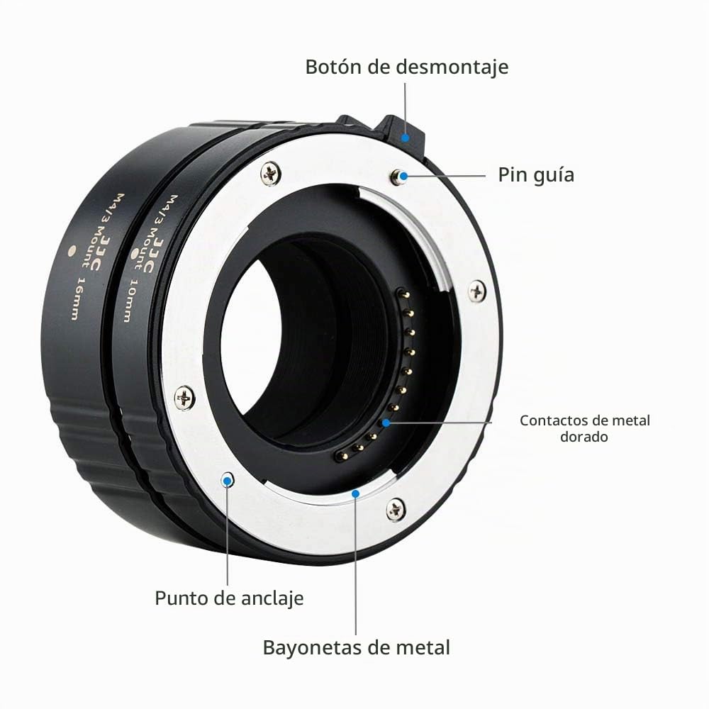 JJC Auto Focus Juego de Tubos de extensión 10/16MM para Olympus OM-1 E-M5 III E-M1X E-M10 III E-PL9 E-PL8 E-PL7 Panasonic G95 G90 G9 GH5 GX9 GX85 DSLR Camera cámaras réflex Digitales