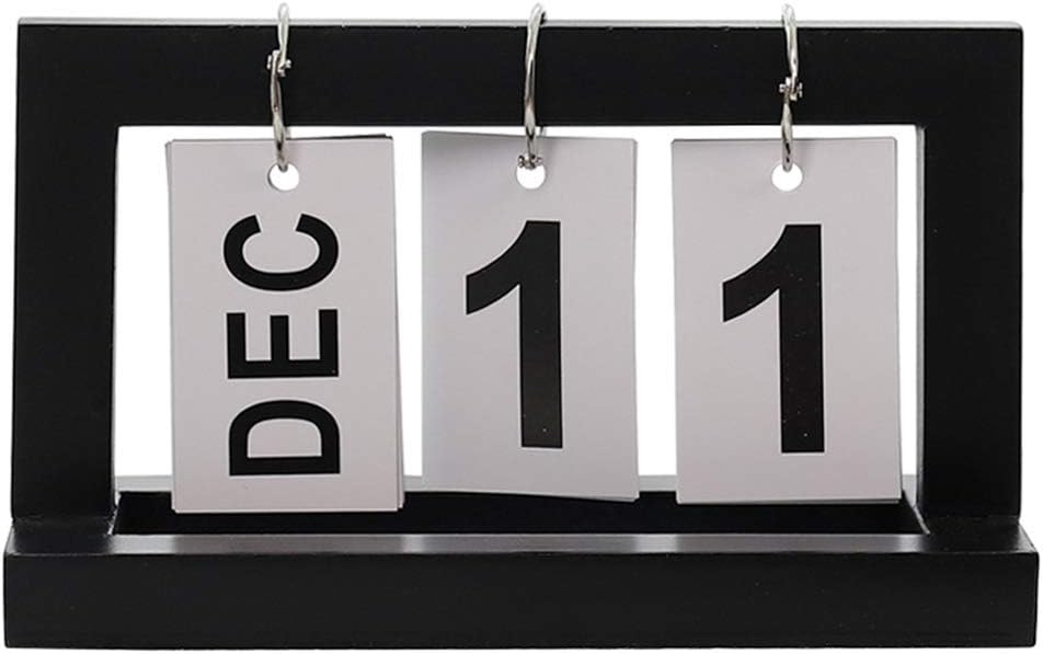 Aokshen Desk Wood Calendar Perpetual Manual Page Flip Desk Calendar with Wood Shelf Desk Ornament Tabletop Wood Calendar for Office Home decroration Approx. 20.5 * 9 * 12cm (L*W*H)