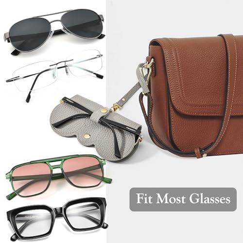 Image of FEISEDY 2Pack Soft Leather Sunglass Bag, Portable Holder Eyeglasses Case