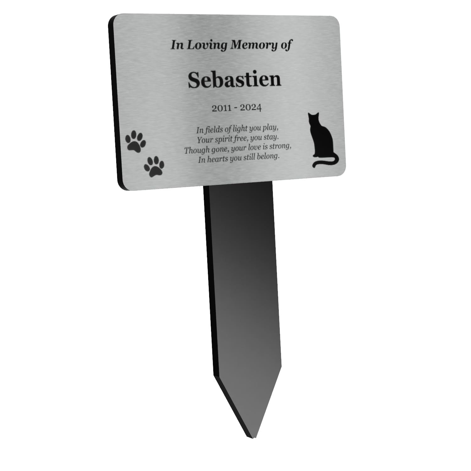 Palo commemorativo per animali domestici gatto marcatori tomba esterni giardino argento oro rame
