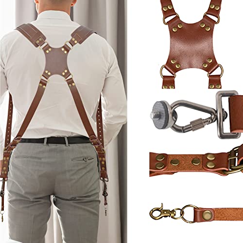 Kasla Camera Strap, Camera Straps For Photographers-Leather Dual Camera Strap For Two Dslr/Slr Cameras (Brown) #TOP2