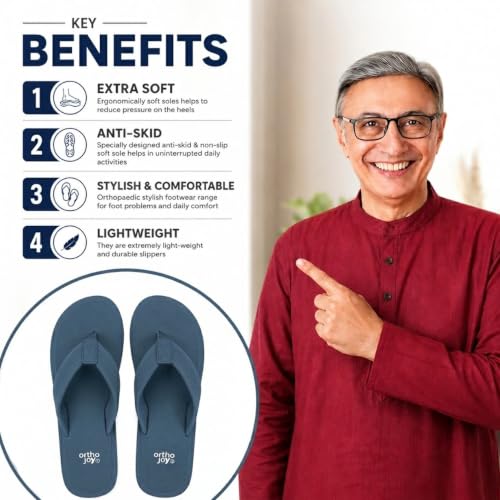 Image of ORTHO JOY Men Doctor Ortho slippers | Extra Soft comfortable and stylish flip flop slippers for Men in exciting colors |Lightweight | Anti Skid | Daily Use Chappal