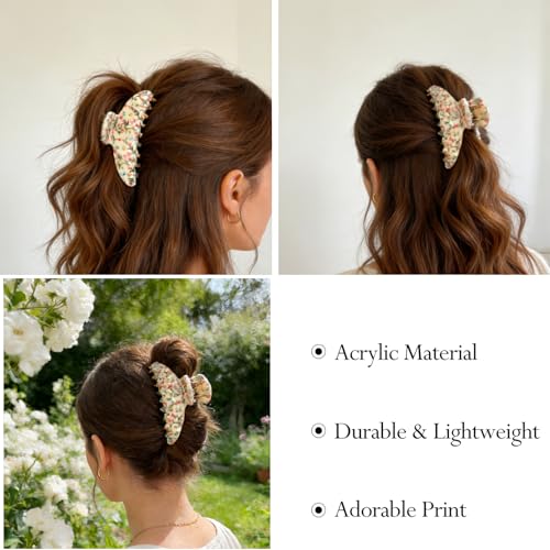 Pinzas Acrílicas para Cabello Floral 2 Pack Blanco Beis miniatura 7