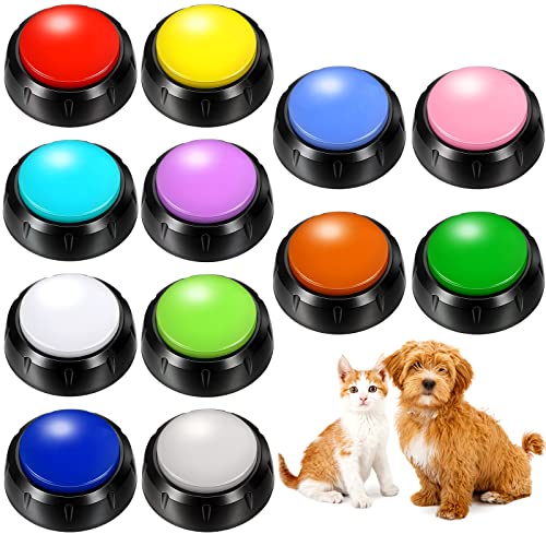 Yunsailing 12 Pack Dog Talking Buttons for Communication Voice Recordable Sound Buttons Talking...