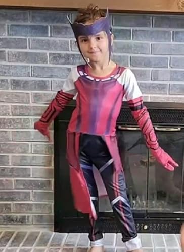 Witch Costume For Kids Maximoff Costumes For Girls Super Heroine Halloween Cosplay Red Jumpsuits With Headpiece 5-12 Years Children #TOP4