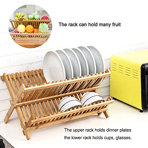 Étagère à Vaisselle Pliable En Bois LOEFLIFA - 47x20x12.5 Cm, égouttoir Camping - Rangement Pratique Extérieur