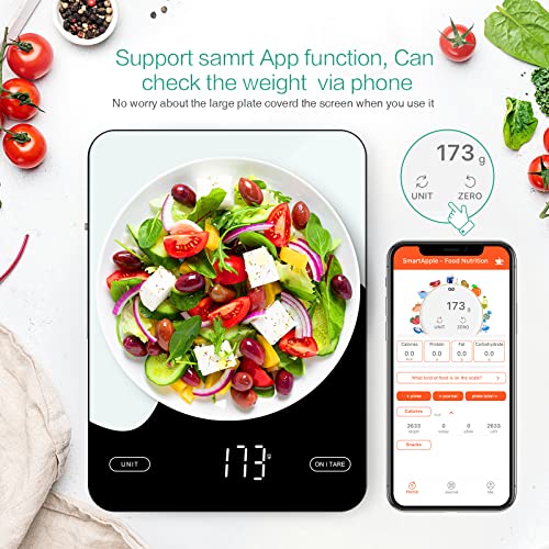 Oria Digital Kitchen Scale, Smart Kitchen Scales With Nutrition Calculator App, Rechargeable Food Nutrition Scale With Led Display Digital Oz Or Gram For Weight Loss, Cooking, Baking,5G-5Kg #TOP4