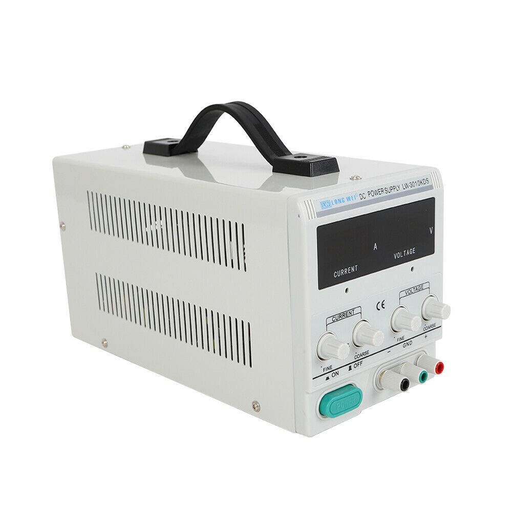 Fuente de alimentación para laboratorio, 0-30 V, 0-10 A, transformador CC, regulable, 4 indicadores digitales LED, resistente a sobrecarga y cortocircuito
