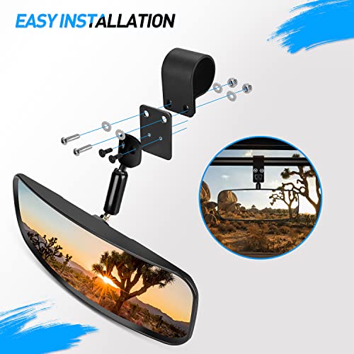 Image of Frokom UTV Rear View Mirror, RZR center rear view mirror for 1.75 inch-2 inch Roll Bar Cage fits Polaris RZR 1000 XP Turbo PRO XP R Talon pioneer 1000 YXZ 1000 Teryx Kawasaki Mule,Convex&Adjustable