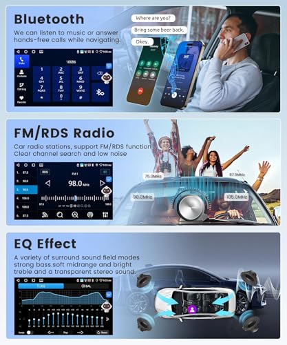 Rimoody 4G+64G Wireless Carplay Double Din Android Car Stereo Radio Andorid auto Mirror Link, 9'' HD Touchscreen GPS WiFi Bluetooth FM/RDS EQ-32 SWC Split screen Backup Camera - Image 3