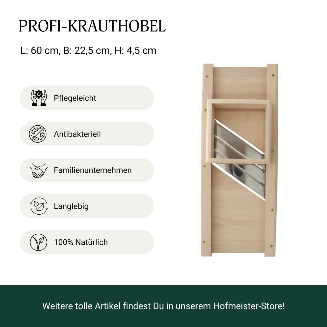 Hofmeister Productos De Madera Profesional-Mandolina para hierbas, cuadrado, 3 Acero inoxidable-Cuchillo y Cajón, Largo: 600 mm, Madera De Haya
