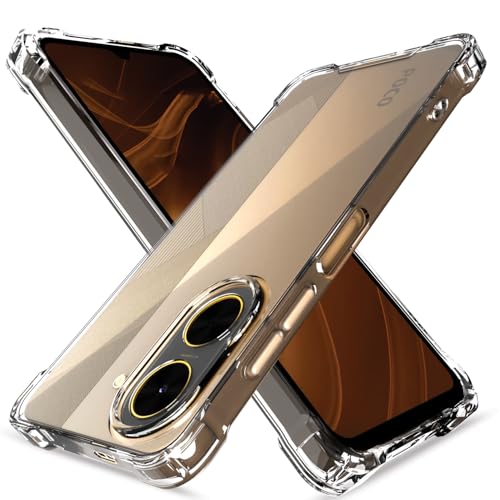 Image of Amazon Basics Back Cover for Poco C71 / Redmi A5 PC + TPU Clear Transparent Raised Edges Shockproof Protective Phone Bumper Case(Transparent)