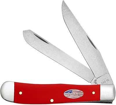 CASE XX WR POCKET KNIFE TRAPPER - AMERICAN WORKMAN CS - SMOOTH RED SYNTHETIC, ITEM 73930, LENGTH CLOSED 4 1/8 INCH (4254 CS)