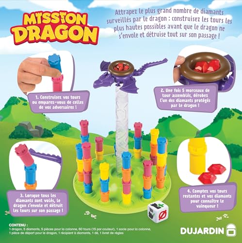 Dujardin Mission Dragon | Jeu de société Enfant | Jeu d'action adresse et Construction | Vole Les Rubis Avant de réveiller Le Dragon destructeur | Jeu Familial Amusant | 2 à 4 Joueurs | Dès - vue 4