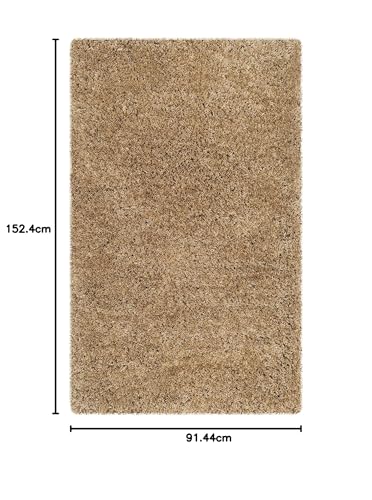 Image of Urban Modern Decor Features 3x5 Feet Modern Soft Shaggy Carpet Thick, Fluffy & 2 inch Pile Shag Rug for Your Kids Room, Bedroom & Livingroom(3x5 feet, Beige Plain)