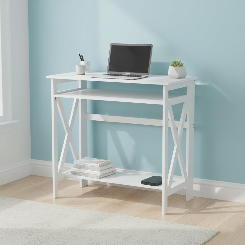 The Lakeside Collection Crisscross Folding Office Furniture - White Desk