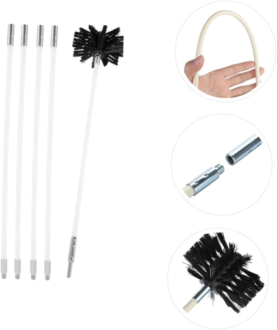 Chimney Cleaning Brush and Duct Brush Kit 610mm Flexible Rods for Fireplace Dryer Vent and Boiler Pipe Maintenance