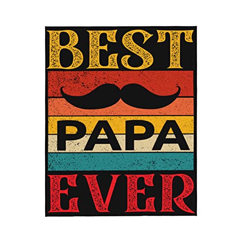 Doinbee Best Papa Ever Blanket Dad Beard Colorful Stripe Throw Blankets For Men Father Dad Birthday, Soft Flannel Bed Couch Decor Fall Plush Fuzzy Bedding 50"X40" #TOP9