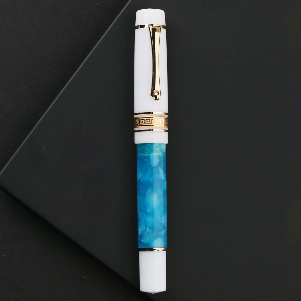 erofa Majohn M400 Fountain Pen Extra Fine Nib with Converter, Sky Blue & White Acrylic Writing Office Pen
