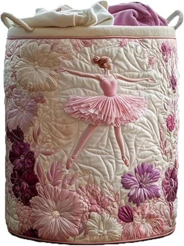 Image of Quilted Laundry Basket With Handles,boho storage basket,quilted basket | aesthetic decorative laundry basket ,washable storage basket,for storing clothes, blankets, and thing