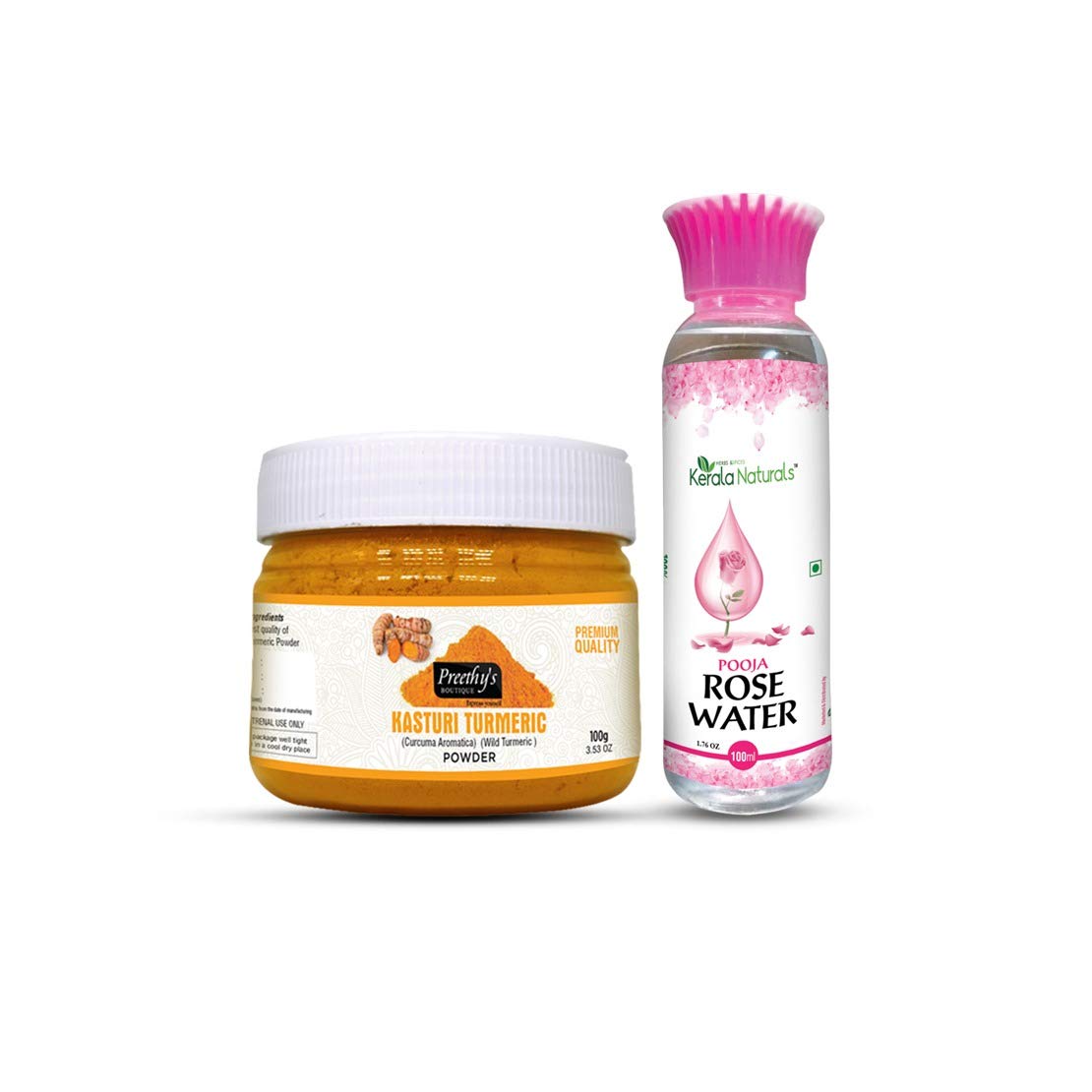Kasturi turmeric powder 100gm + Rose water 100ml Combo offer