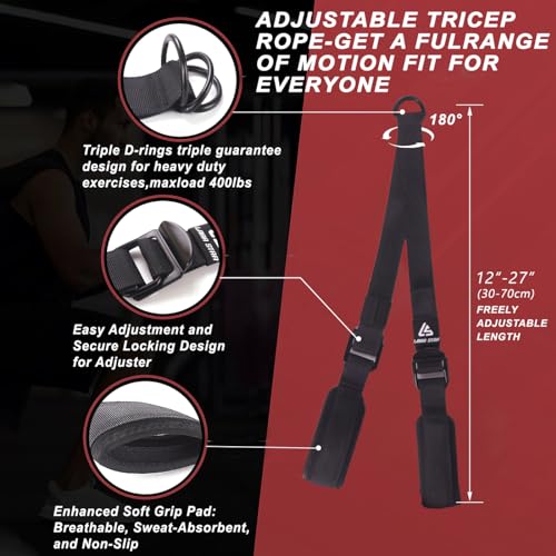 Tricep Rope Cable Attachment Adustable Length (24-54 Inch),Ideal Alternative for 27 36 49 Inch Long Tricep Ropes - Image 2