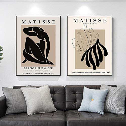 Matisse peinture abstraite sur toile premium 40x60cm sans cadre beige