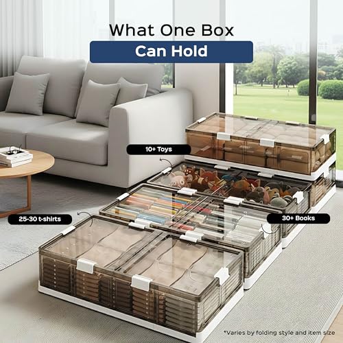 Image of HomeStrap Underbed Rolling Organizer | Large 65L Foldable & Stackable Underbed Storage Box with Transparent, Dual Lids, Wheels & Locks | Dust & Moisture Proof Bin for Clothes, Sarees, Shoes & Quilts