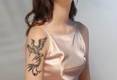 BeyondTattoos XQB664 665 Lot de 2 feuilles de tatouages temporaires phénix tatouages autocollants pour bras – vue 5