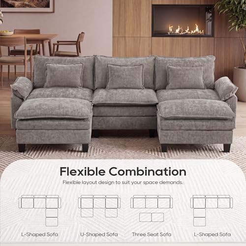 Image of URRED Oversized Modular Sectional Sofa,Gray:122 inch U Shaped