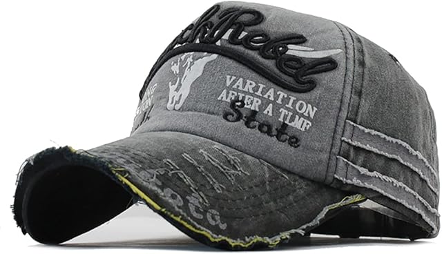 YULOONG Vintage Cotton Baseball Cap Fashion Washed Denim Retro Frayed Edge Sunhat Embroidered Trucker Hat Classic Sports Casual Hip Hop Cap Adjustable Size for Men Women
