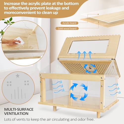 Pejoyt HAMSTER CAGE-01 Wooden Hamster Cage - 24 Inch Guinea Pig Cage Clear Small Animal Cage thumb #4